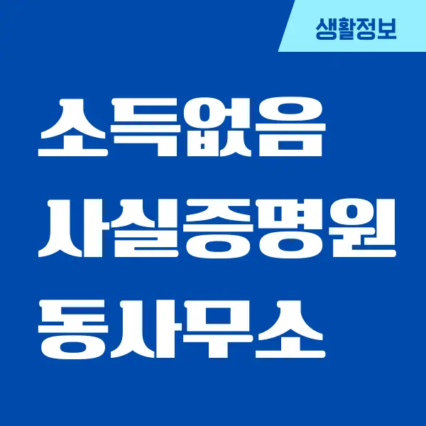 소득없음 사실증명원 동사무소, 주민센터 발급 방법